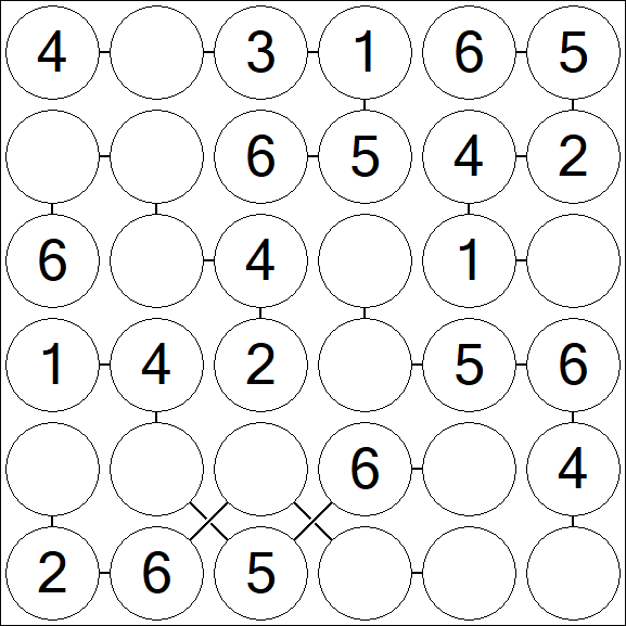 Chain Sudoku 6x6 - Fácil