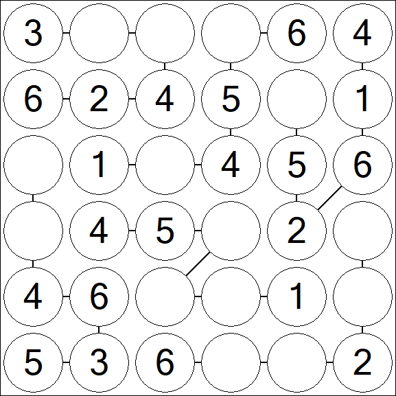 Chain Sudoku 6x6 - Fácil