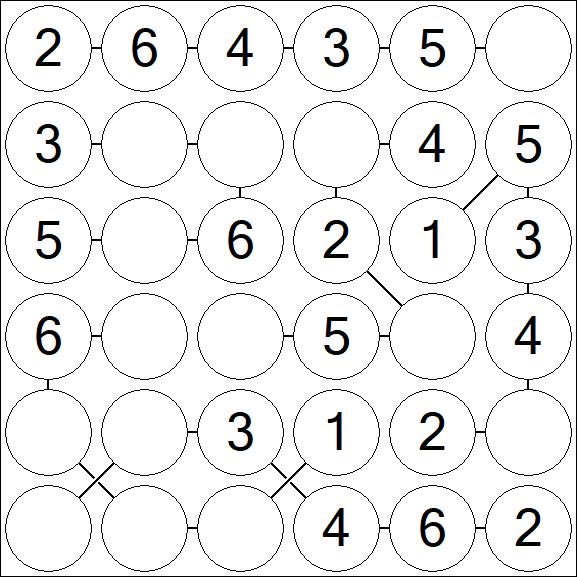 Chain Sudoku 6x6 - Easy