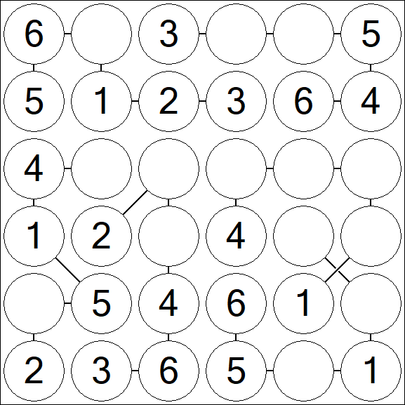 Chain Sudoku 6x6 - Fácil