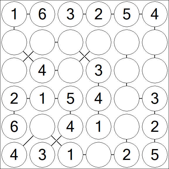 Chain Sudoku 6x6 - Fácil