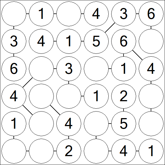 Chain Sudoku 6x6 - Fácil