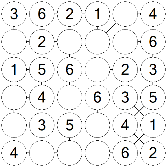 Chain Sudoku 6x6 - Fácil
