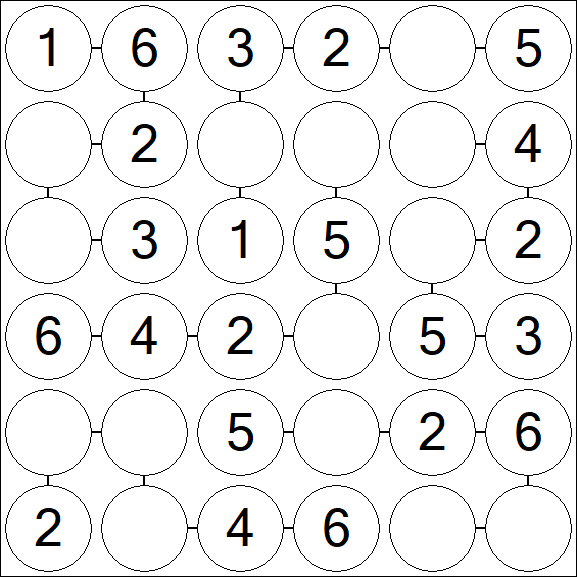 Chain Sudoku 6x6 - Fácil