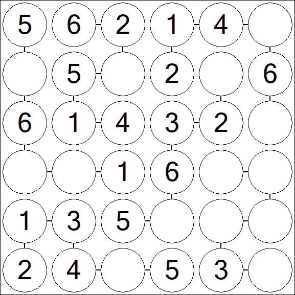 Chain Sudoku 6x6 - Fácil