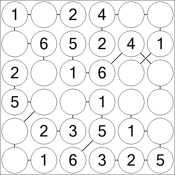 Chain Sudoku 6x6 - Fácil