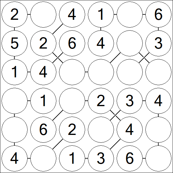 Chain Sudoku 6x6 - Fácil