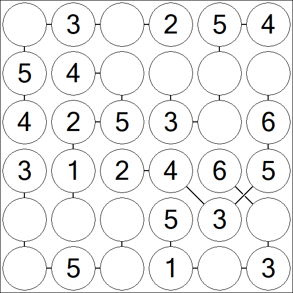 Chain Sudoku 6x6 - Fácil