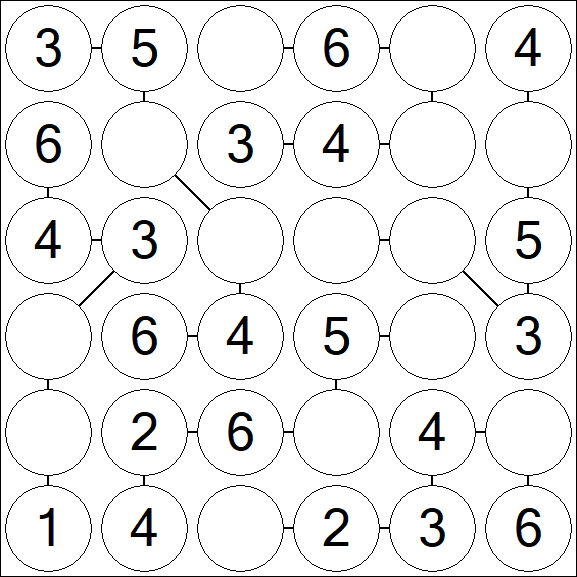 Chain Sudoku 6x6 - Fácil
