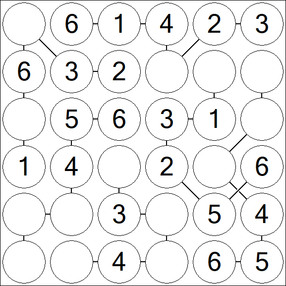 Chain Sudoku 6x6 - Fácil