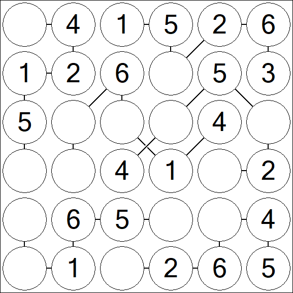 Chain Sudoku 6x6 - Fácil