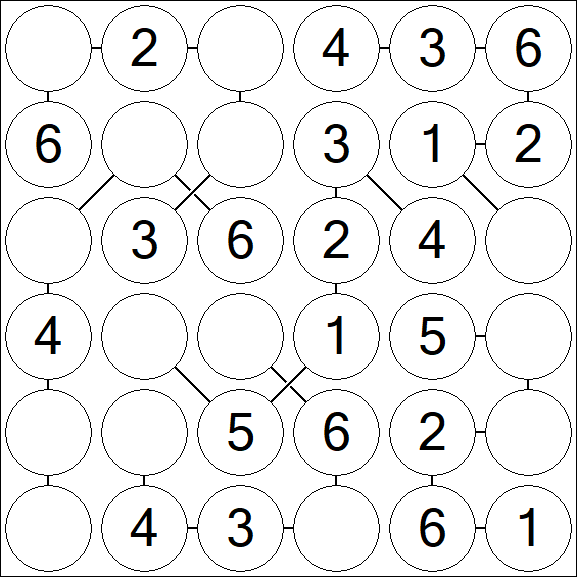 Chain Sudoku 6x6 - Fácil