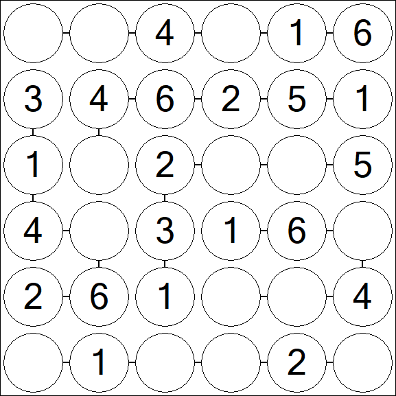 Chain Sudoku 6x6 - Fácil
