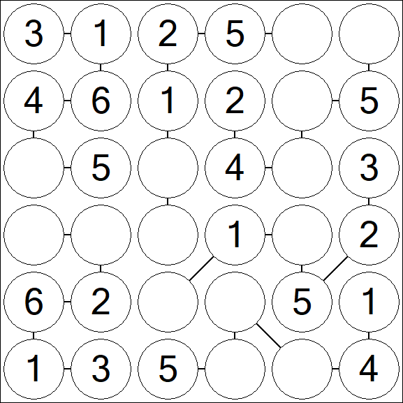 Chain Sudoku 6x6 - Fácil