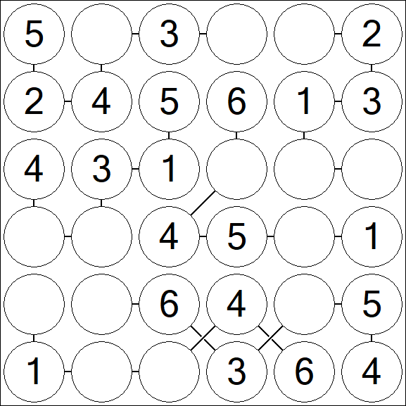 Chain Sudoku 6x6 - Fácil