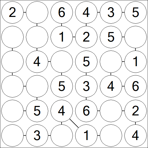 Chain Sudoku 6x6 - Fácil