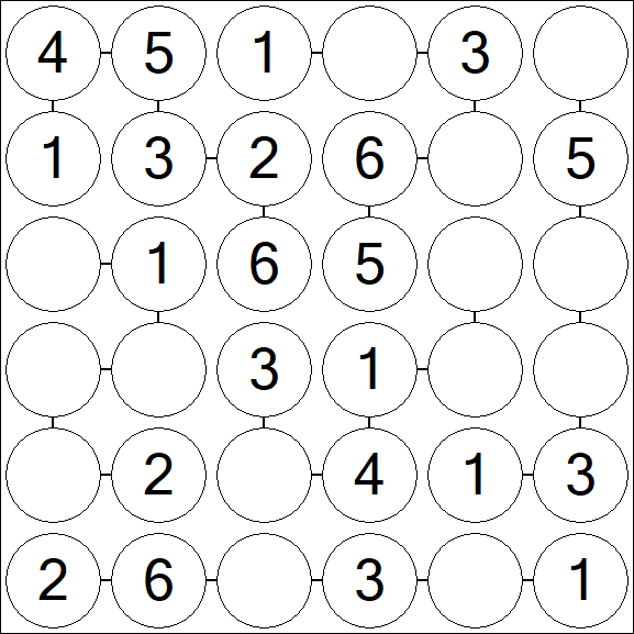Chain Sudoku 6x6 - Fácil