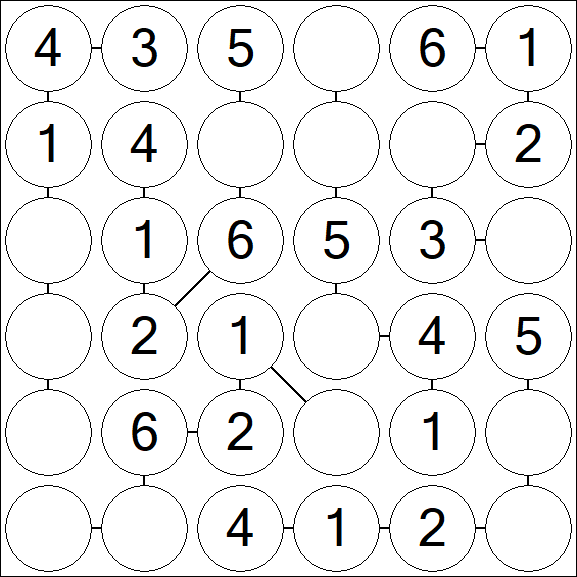 Chain Sudoku 6x6 - Fácil