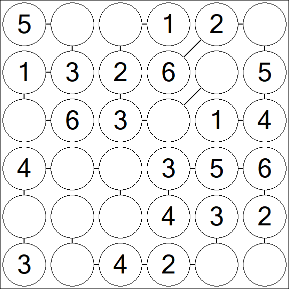 Chain Sudoku 6x6 - Fácil