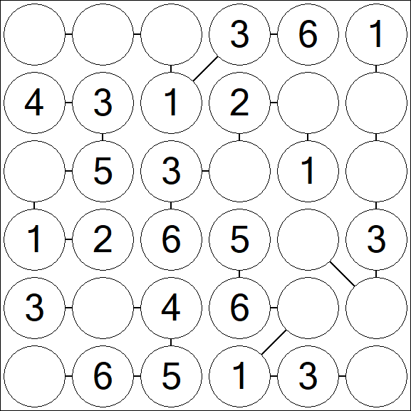 Chain Sudoku 6x6 - Fácil
