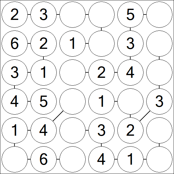 Chain Sudoku 6x6 - Fácil