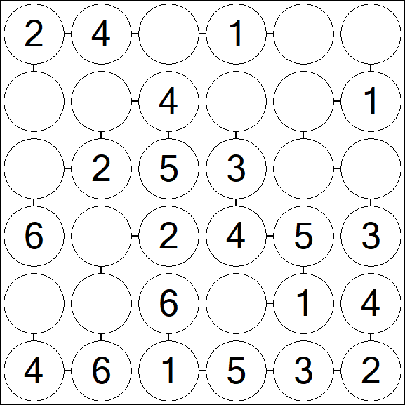 Chain Sudoku 6x6 - Fácil
