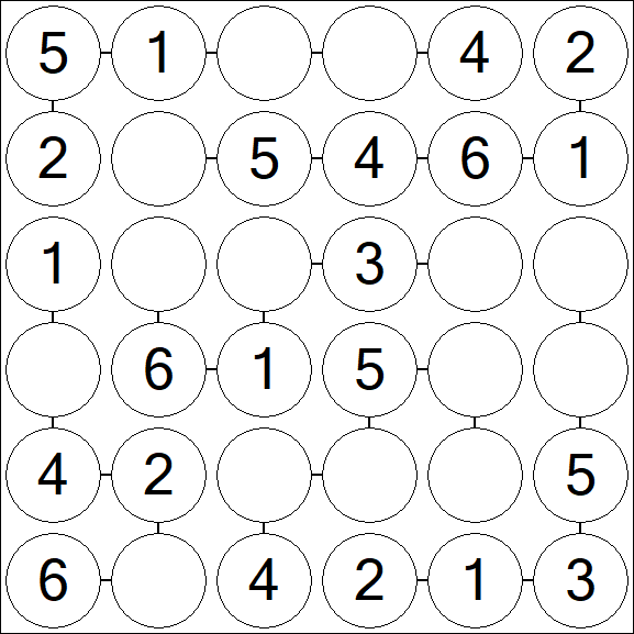 Chain Sudoku 6x6 - Fácil