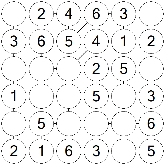 Chain Sudoku 6x6 - Fácil