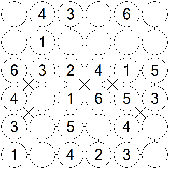 Chain Sudoku 6x6 - Fácil