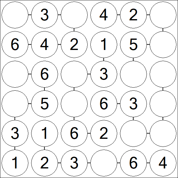 Chain Sudoku 6x6 - Fácil