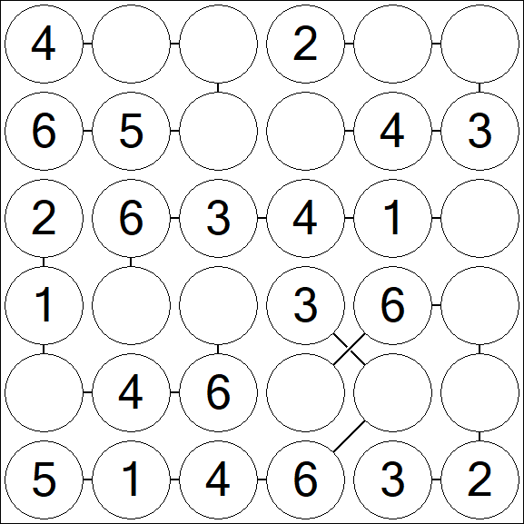 Chain Sudoku 6x6 - Fácil