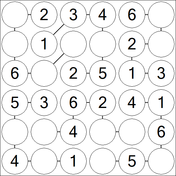 Chain Sudoku 6x6 - Fácil