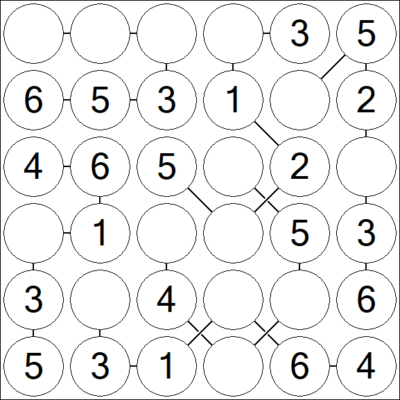 Chain Sudoku 6x6 - Fácil