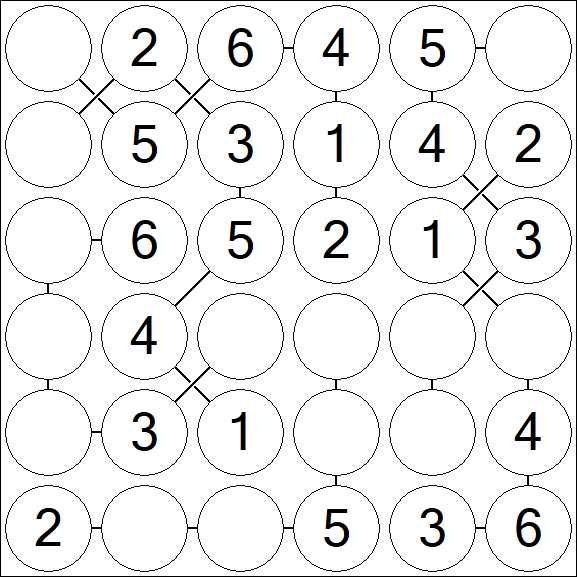 Chain Sudoku 6x6 - Fácil