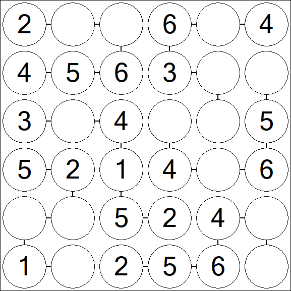 Chain Sudoku 6x6 - Fácil