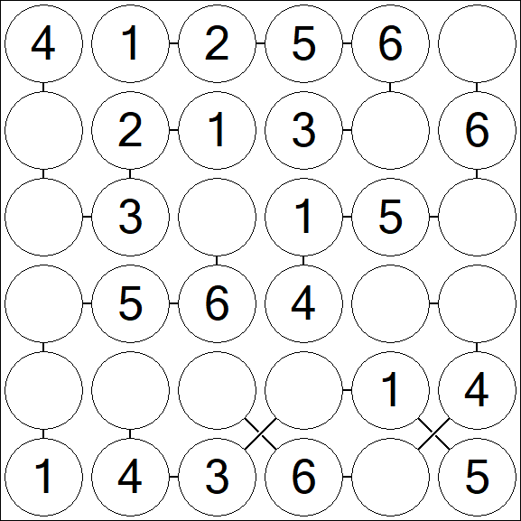 Chain Sudoku 6x6 - Fácil