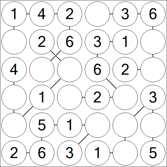 Chain Sudoku 6x6 - Fácil