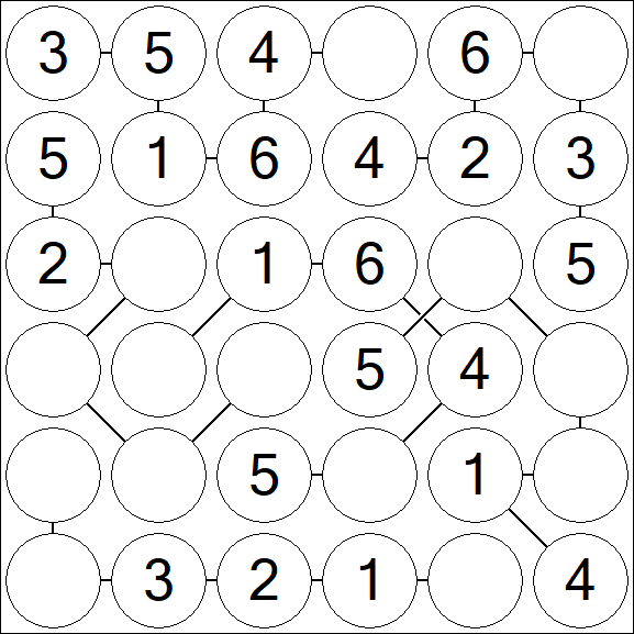 Chain Sudoku 6x6 - Fácil