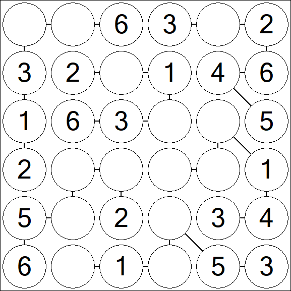 Chain Sudoku 6x6 - Fácil