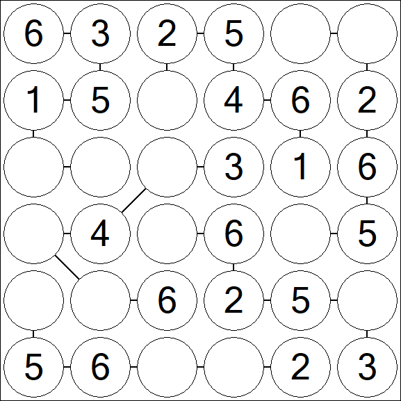 Chain Sudoku 6x6 - Fácil