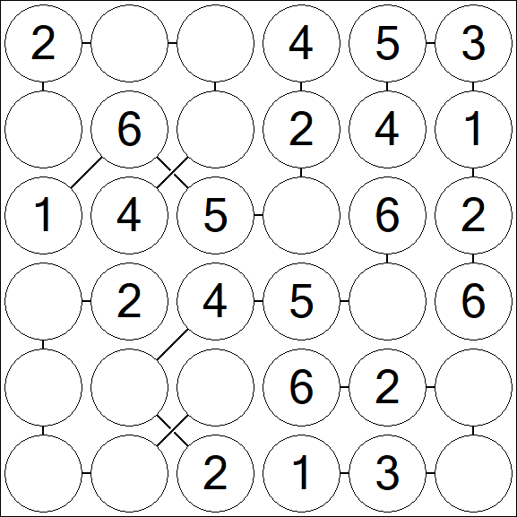 Chain Sudoku 6x6 - Fácil