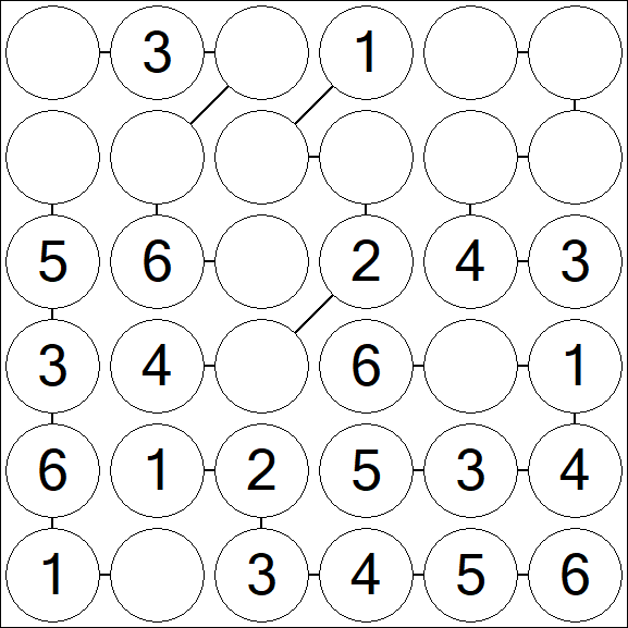 Chain Sudoku 6x6 - Fácil