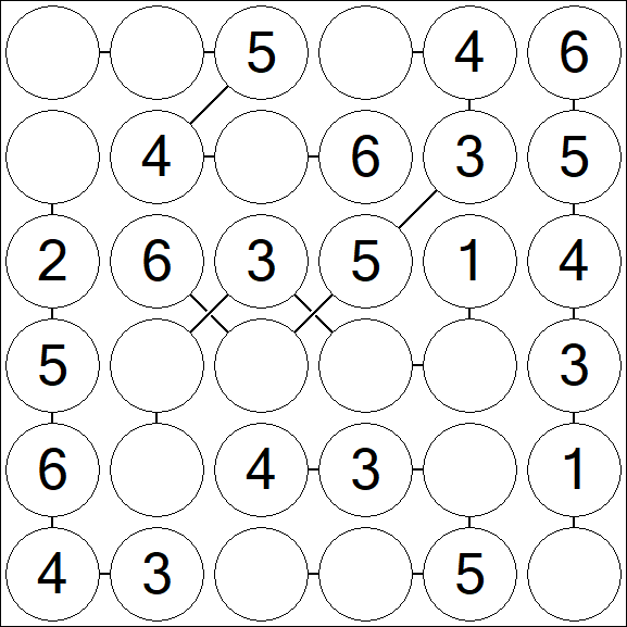 Chain Sudoku 6x6 - Fácil