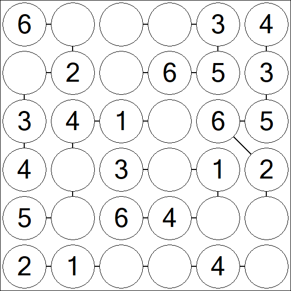 Chain Sudoku 6x6 - Fácil