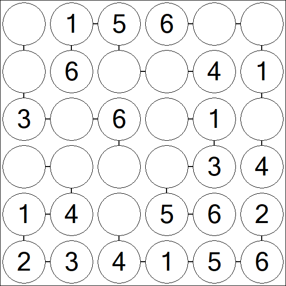 Chain Sudoku 6x6 - Fácil