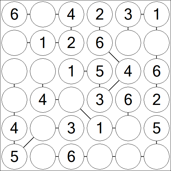 Chain Sudoku 6x6 - Fácil