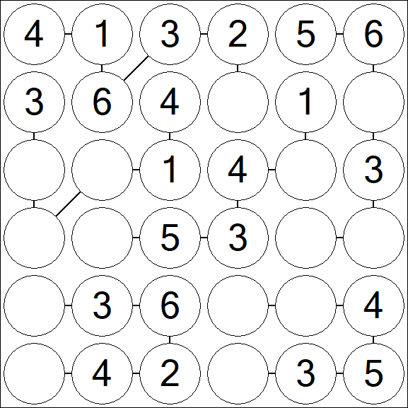 Chain Sudoku 6x6 - Fácil