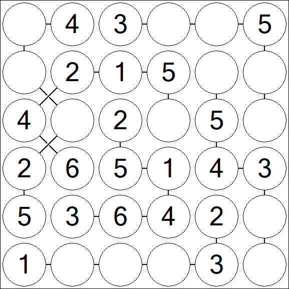 Chain Sudoku 6x6 - Fácil