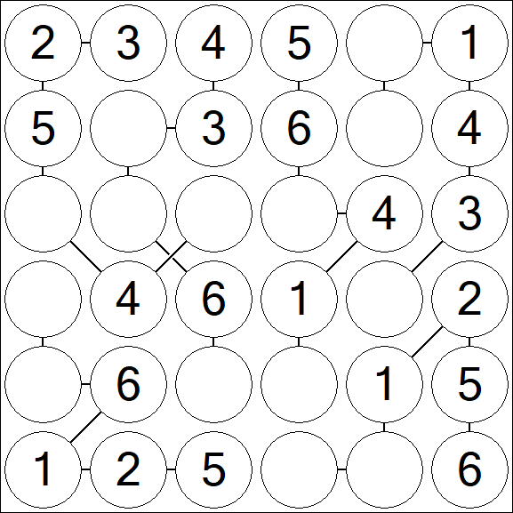 Chain Sudoku 6x6 - Fácil