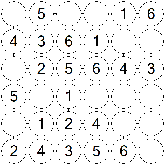 Chain Sudoku 6x6 - Fácil